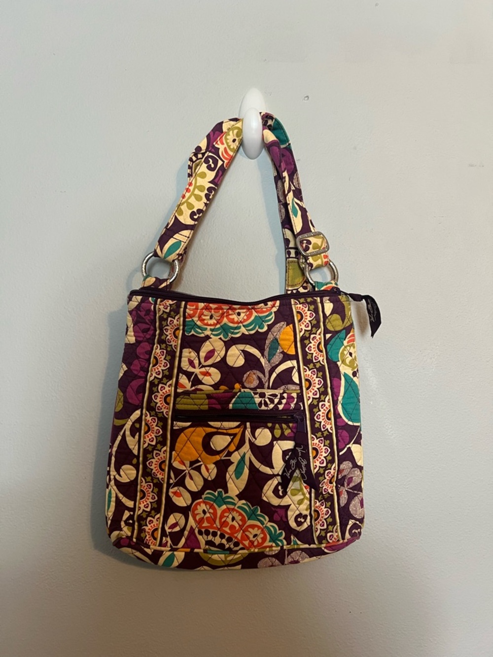 Vera Bradley Purple and Teal Quilted Shoulder Bag